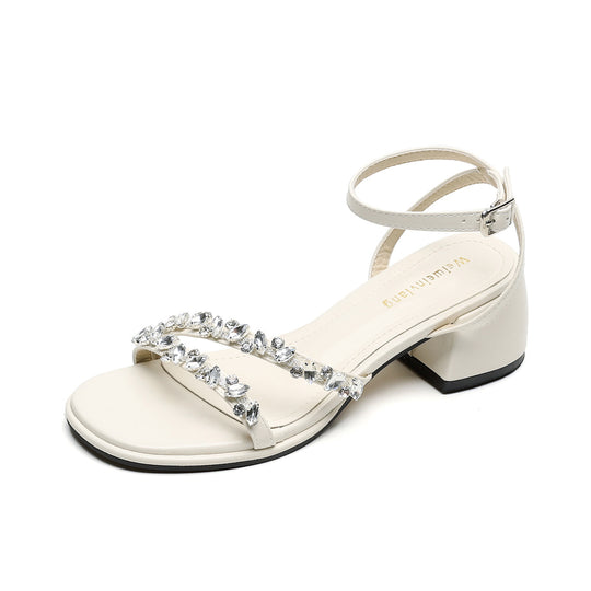 Damen elegante Sandalen mit funkelnden Strassdetails EB