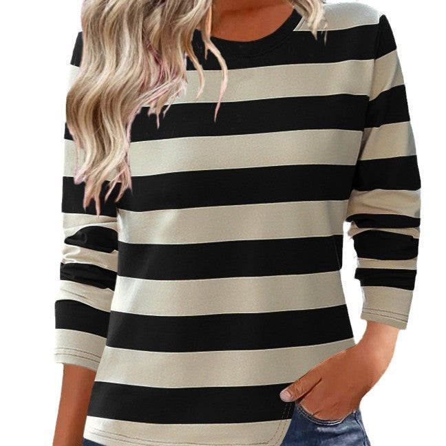 Damen Langarmshirt mit modernem Streifenmuster und bequemer Passform EB