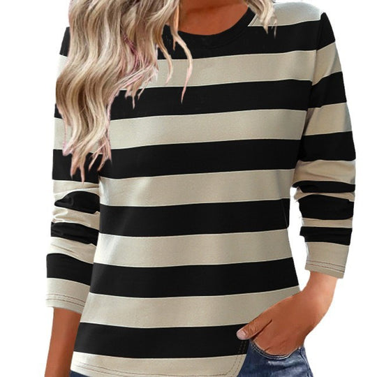 Damen Langarmshirt mit modernem Streifenmuster und bequemer Passform EB