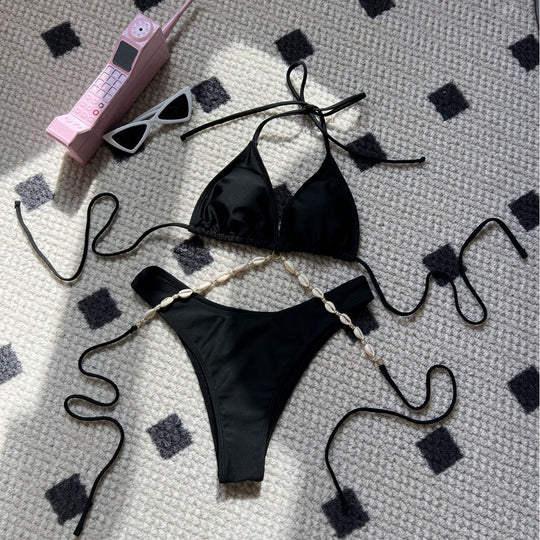 Damen Triangel-Bikini mit dekorativer Muschelstruktur EB