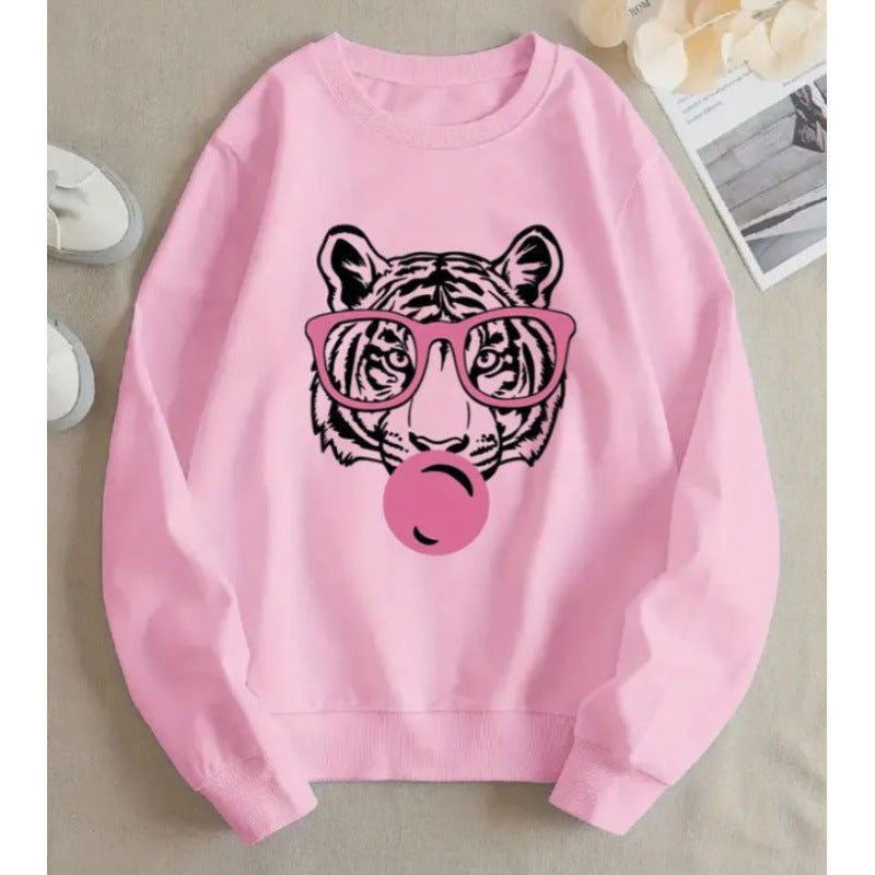 Damen Sweatshirt mit kreativem Tiger-Grafikdesign EB