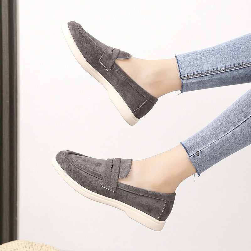 Damen Mokassins mit modischem Veloursleder-Design EB