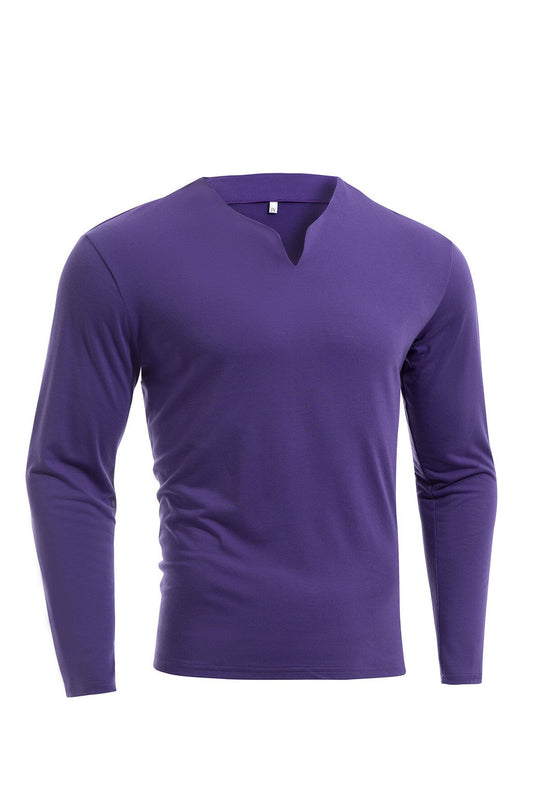 Herren nan Langarmshirt mit V-Ausschnitt Slim Fit Baumwollmix und elastischem Komfortbund EB