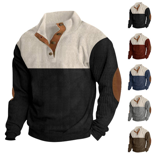 Sweatshirt Herren sportlich mit Stehkragen und Knopfdetails