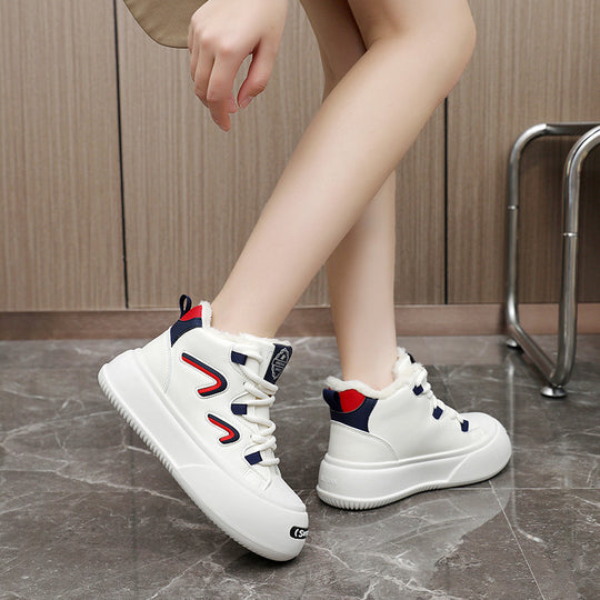 Damen hohe Sneaker mit flauschigem Innenfutter und modischem Design EB