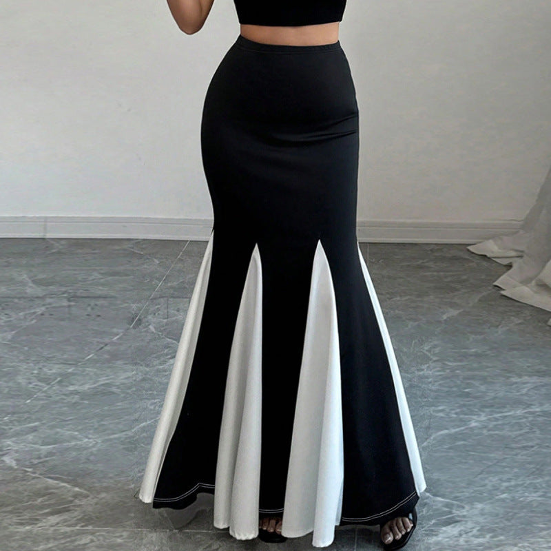 Damen Eleganter Maxi-Rock mit kontrastierenden Volantdetails und hohem Bund EB