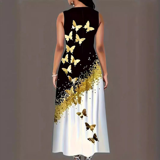 Damen Maxikleid mit elegantem Schmetterlingsdesign und praktischen Taschen EB