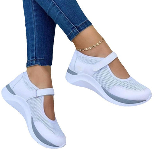 Damen Bequeme Sneaker mit verstellbarem Riemen und atmungsaktivem Obermaterial EB
