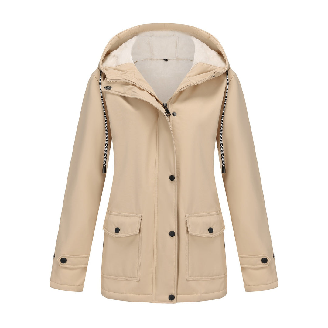 Damen nan wasserabweisender Parka mit Teddyfutter verstellbarer Kapuze und aufgesetzten Taschen EB