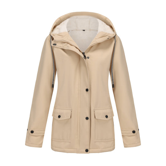 Damen nan wasserabweisender Parka mit Teddyfutter verstellbarer Kapuze und aufgesetzten Taschen EB