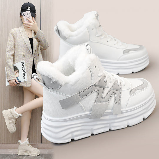 Damen modische High-Top Sneakers mit kuscheligem Innenfutter und robustem Profil EB