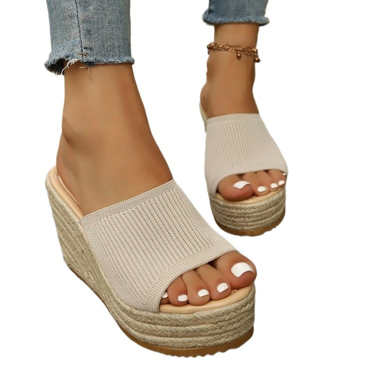 Damen Wedge-Sandaletten mit weichem Obermaterial und bequemer Sohle EB