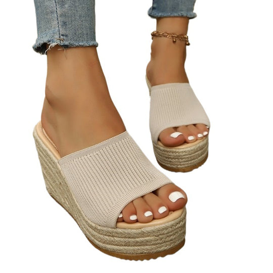 Damen Wedge-Sandaletten mit weichem Obermaterial und bequemer Sohle EB