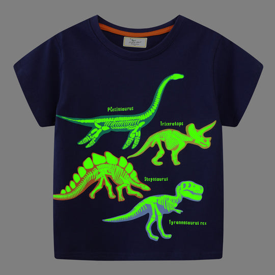 Jungen T-Shirt mit Dinosaurier-Skelett-Motiv EB