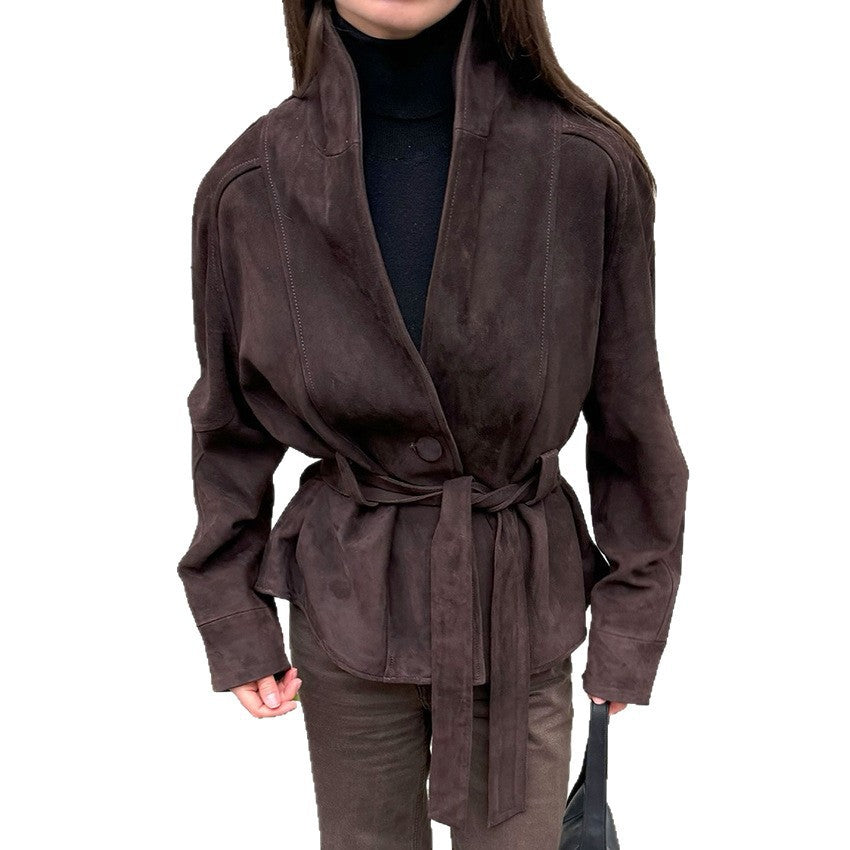 Damen Elegante Wendeblazerjacke aus hochwertigem Wildleder EB