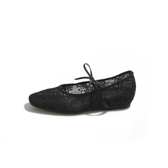 Damen Ballerinas mit zartem Spitzen-Design und eleganter Schleifenverzierung EB