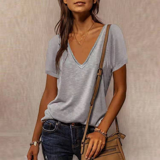 Damen V-Ausschnitt T-Shirt EB