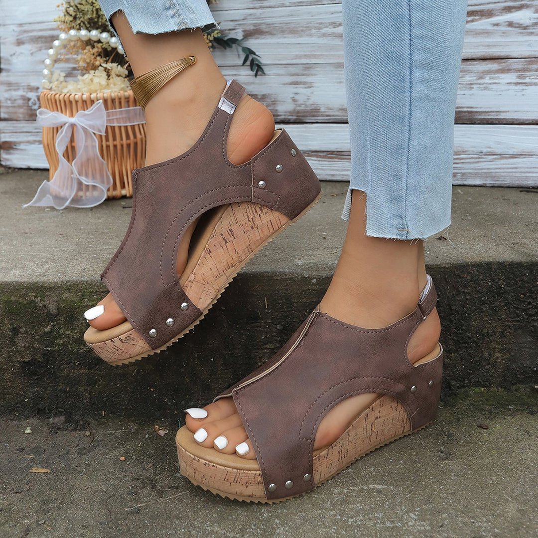 Damen Keil-Sandalen mit modischem Schliff und hochwertiger Korksohle EB