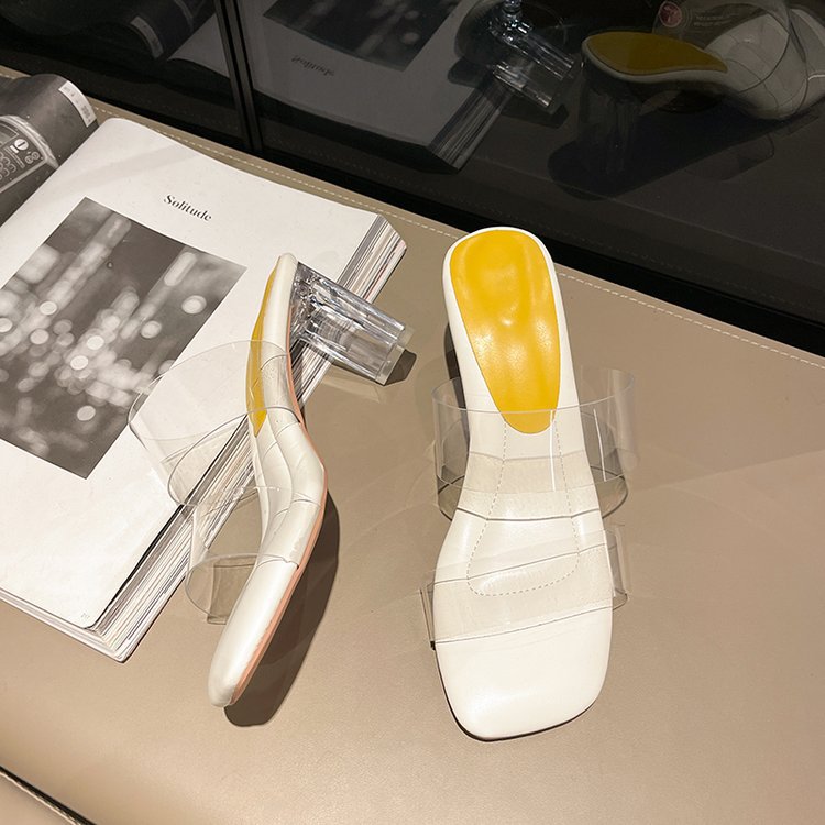 Damen transparente Mules mit klarem Absatz EB
