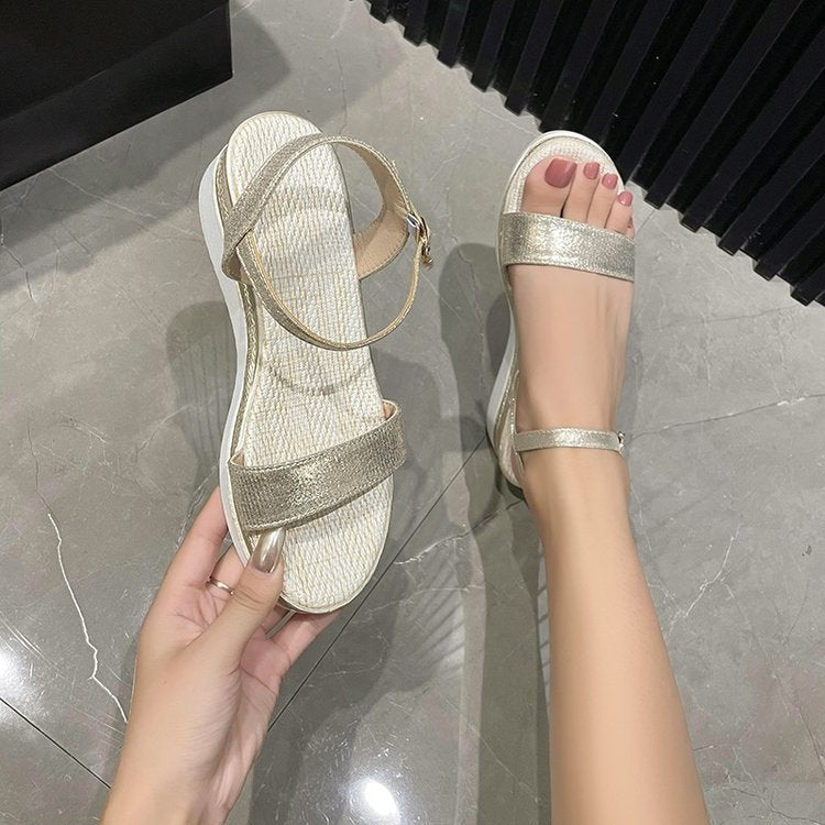 Damen Sandalen mit modischem Glitzer-Riemendesign und bequemer Sohle EB