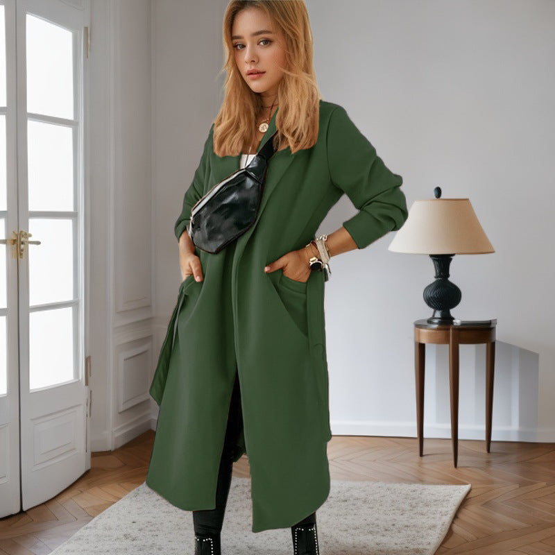 Damen modischer Longblazer mit praktischem Taschen EB