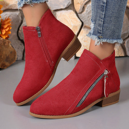 Damen elegante Stiefeletten mit modischer Reißverschluss-Applikation EB