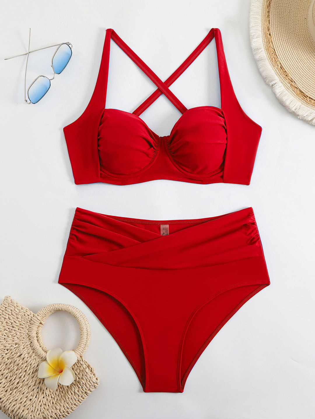 Damen Hochwertiger Bikini mit gerafftem Oberteil EB