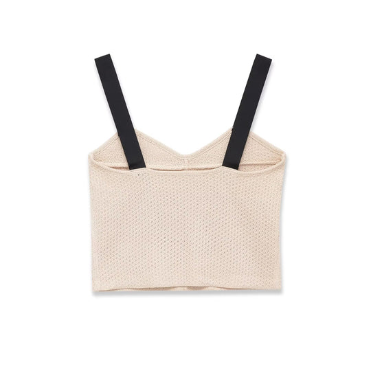 Damen Crop-Top mit elegantem V-Ausschnitt und raffinierter Struktur EB