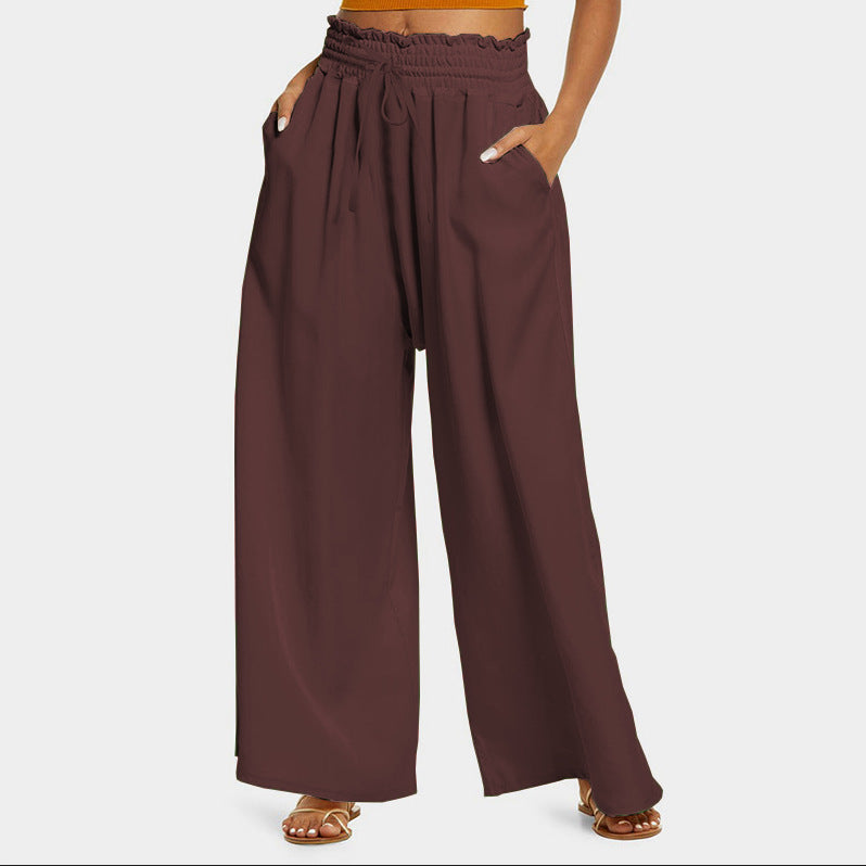 Damen Weit geschnittene Hose mit elastischem Bund und praktischen Taschen EB