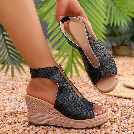 Damen Wedge-Sandaletten mit einem modischen Wabenmuster und rutschfester Sohle EB