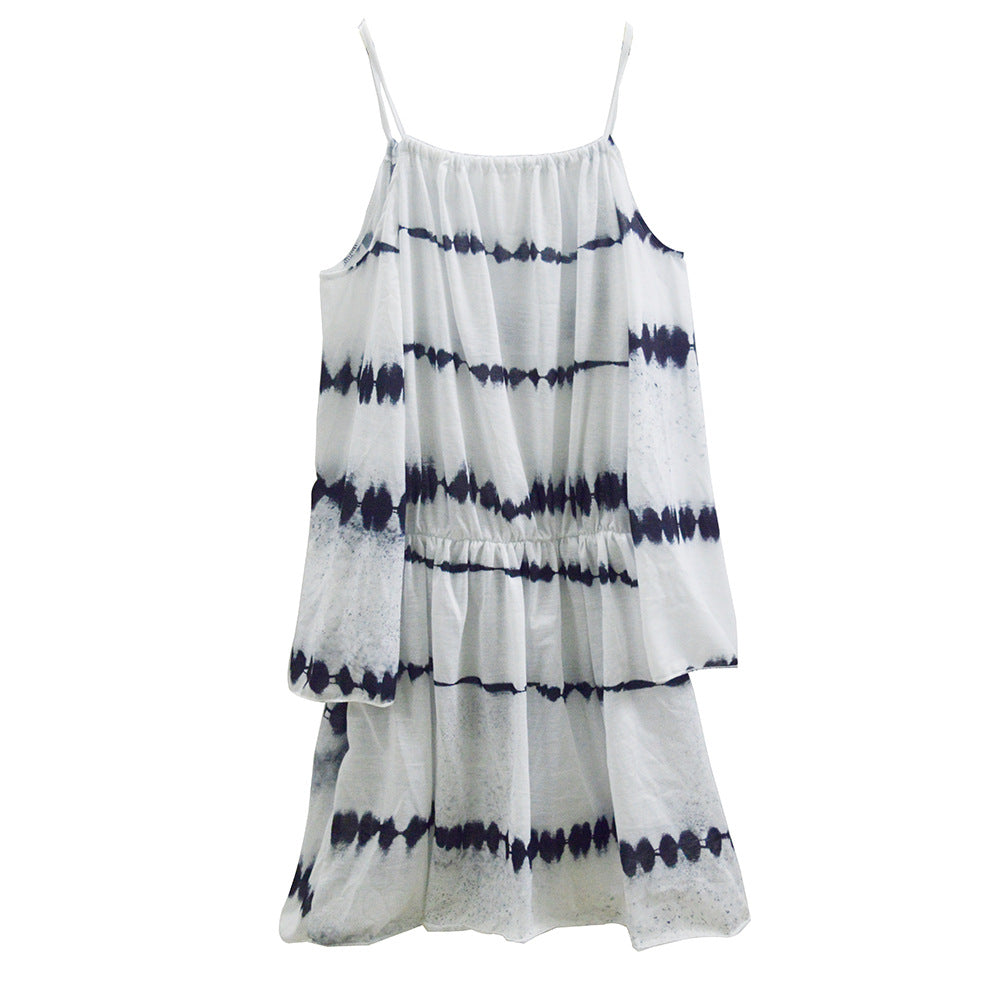 Damen luftiges Sommerkleid mit raffiniertem Cut-Out und elastischem Bund EB