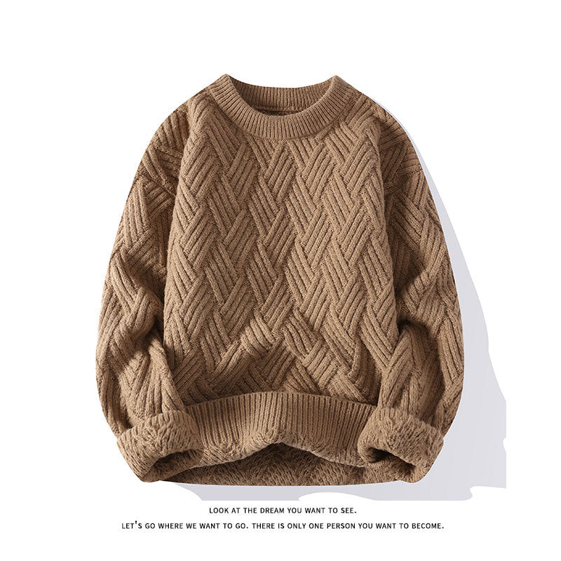 Damen nan grobgestrickter Oversize-Pullover mit Zopfmuster und elastischem Rippbund EB