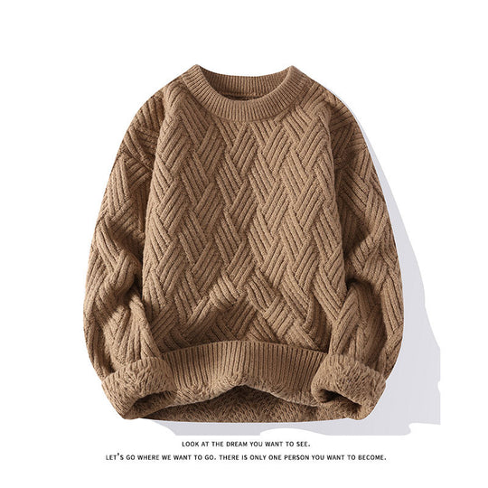 Damen nan grobgestrickter Oversize-Pullover mit Zopfmuster und elastischem Rippbund EB