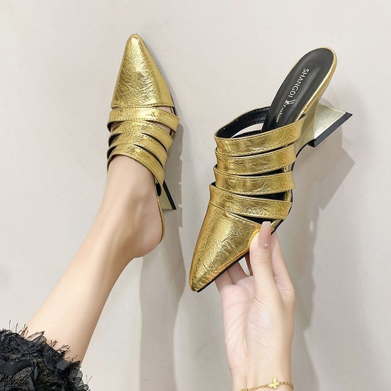 Damen elegante Sling Mules mit geometrischem Design EB