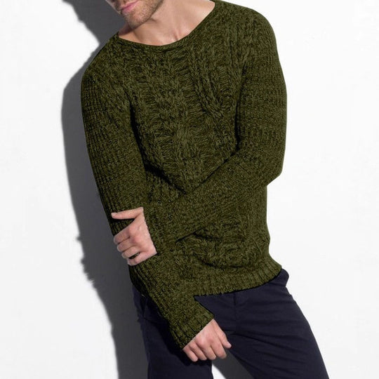 Herren Grobstrickpullover mit strukturiertem Zopfdesign und lässigem Rundhalsausschnitt EB