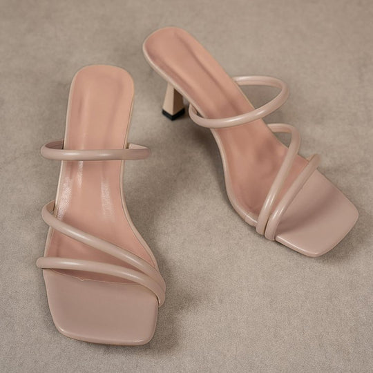 Damen elegante Sandaletten mit kunstvollem Riemendesign und modischem Blockabsatz EB