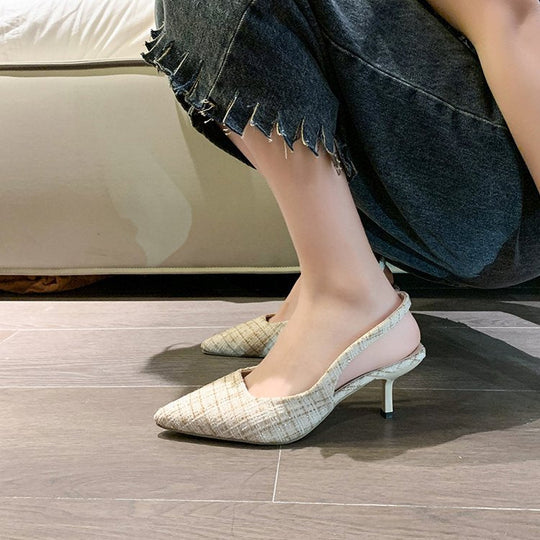 Damen Slingback-Pumps mit Elegantem Stoffmix und Modischem Absatz Heidi-Mode