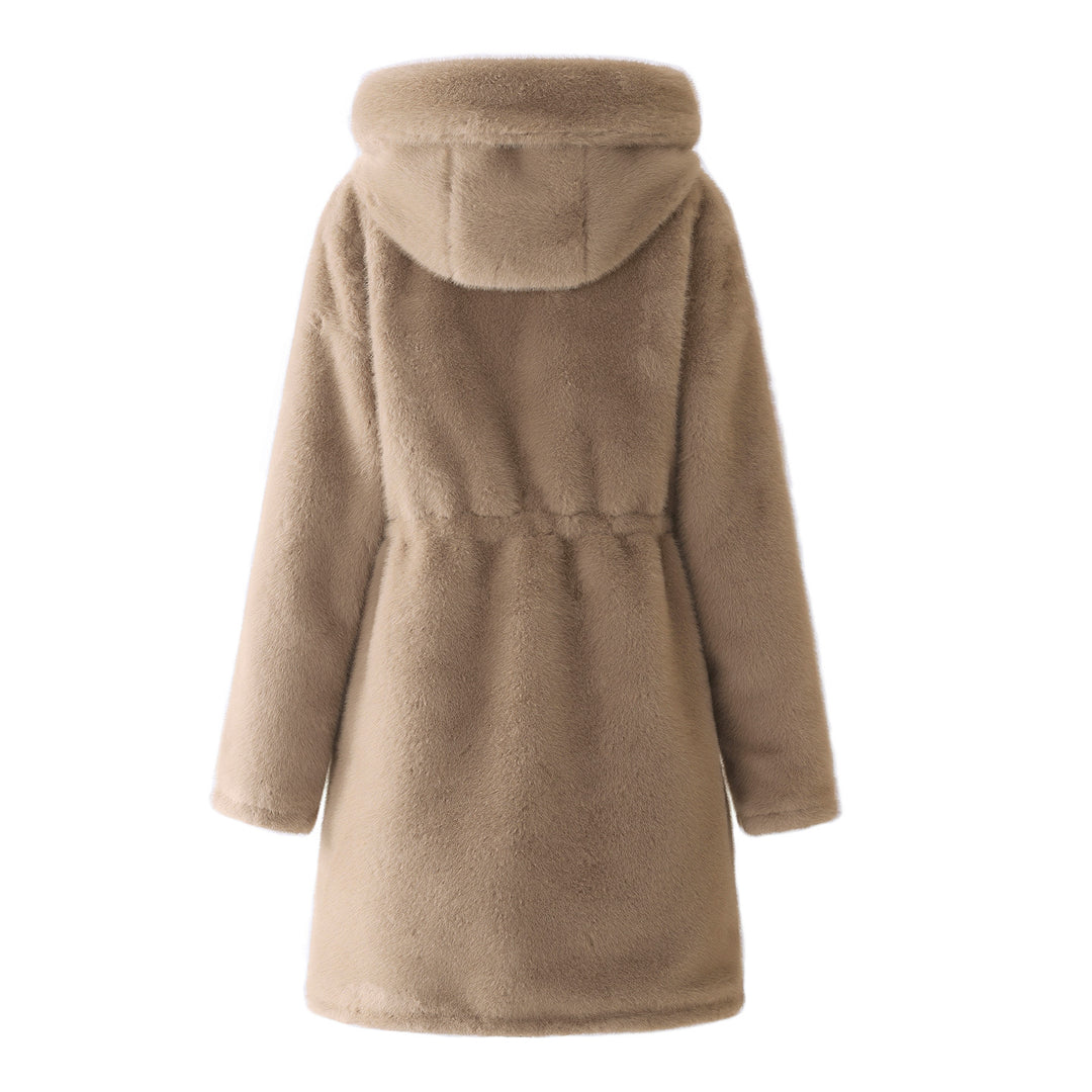 Damen Eleganter und warmer Parka mit abnehmbarem Kunstfellkragen und praktischen Schnürdetails EB
