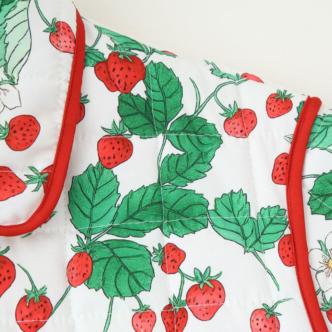 Damen gestepptes Trend-Jackett mit Erdbeer-Muster EB