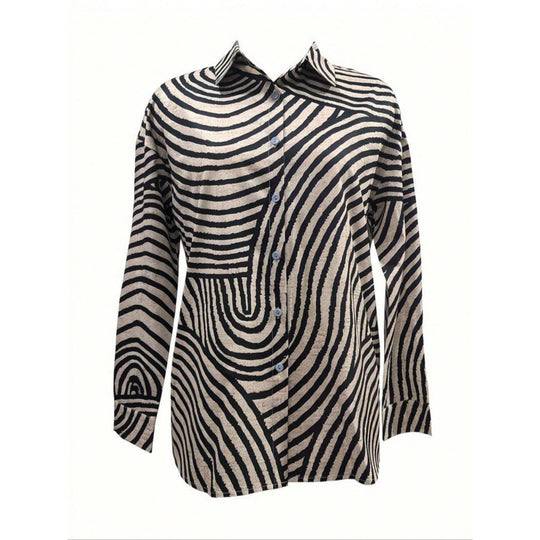 Damen modernes Hemdblusenshirt mit grafischem Muster EB