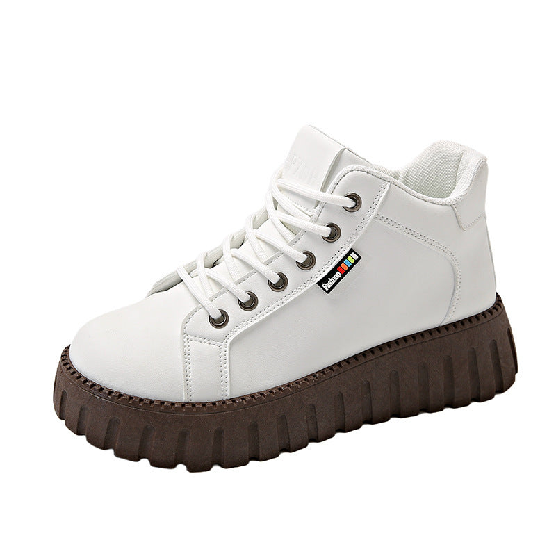 Damen High-Top Sneakers mit dicker Gummi-Laufsohle und wasserabweisendem Obermaterial EB
