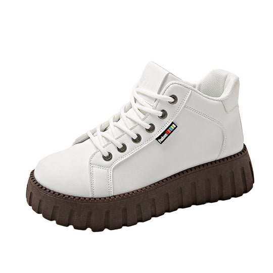 Damen High-Top Sneakers mit dicker Gummi-Laufsohle und wasserabweisendem Obermaterial EB