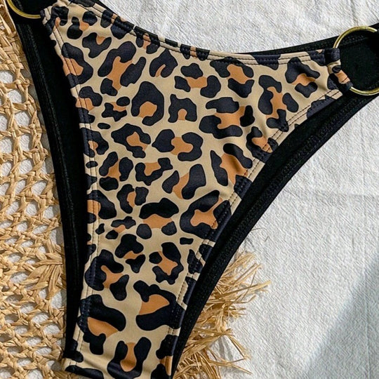 Damen Bikini-Set mit stilvollem Leopardenmuster und verstellbarem Trägersystem EB