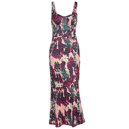 Damen Elegantes Maxikleid mit floralem Print und feminine Passform EB