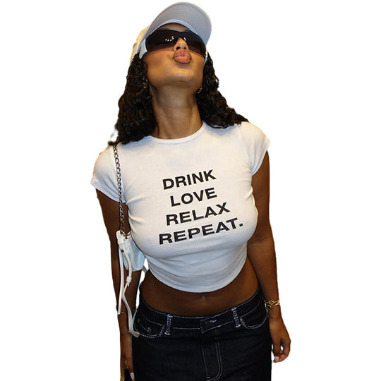 Damen cropped T-Shirt mit Motivdruck EB