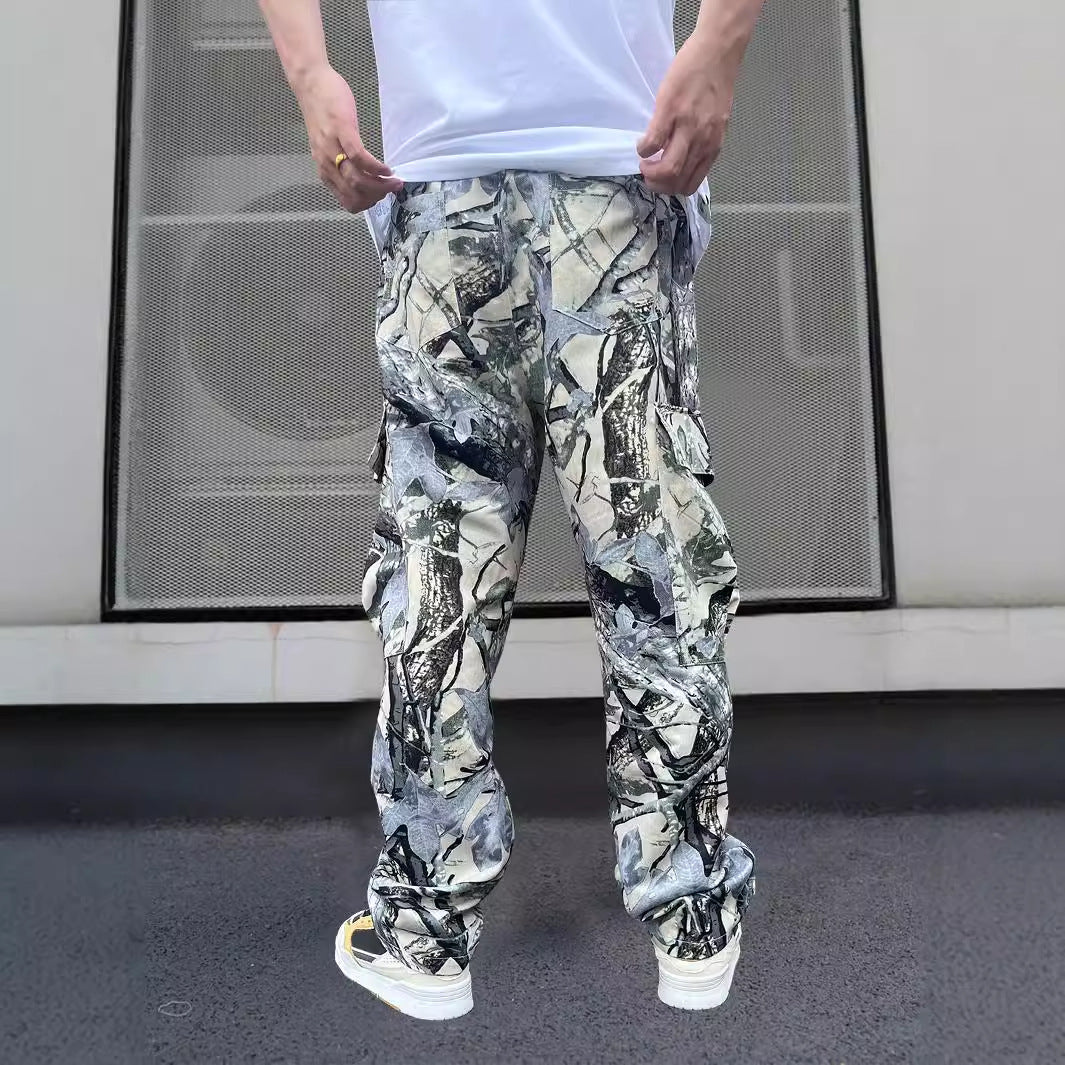 Herren Cargo-Hose im modernen Camouflage-Design mit elastischem Bund und mehreren Taschen EB