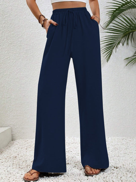 Damen Weite Sommerhose mit elastischem Bund und Taschen EB