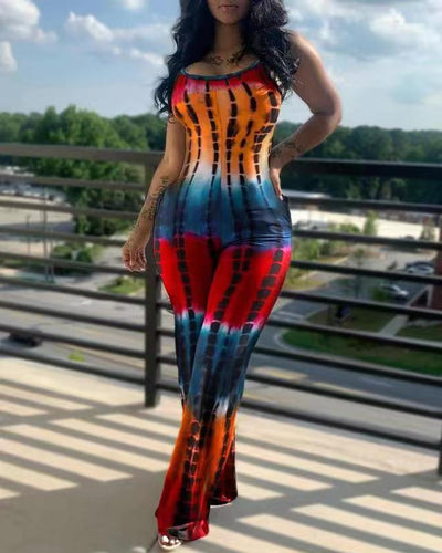 Damen ästhetischer Jumpsuit mit schickem Tie-Dye-Muster EB