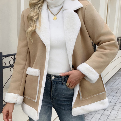 Damen Modische und gemütliche Jacke mit Teddyfutter EB