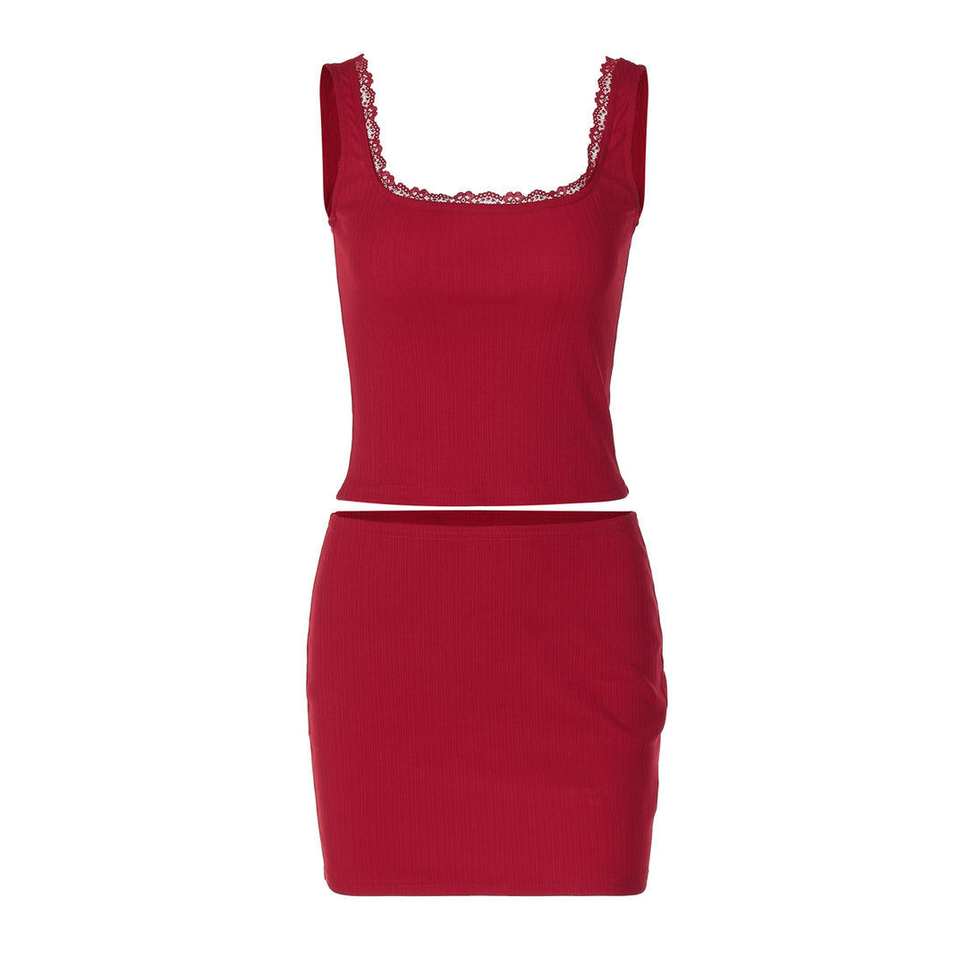 Damen Slim Fit Kleid mit Spitzenakzenten EB